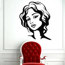 Женское лицо горячие сексуальные волосы наклейки на стену салон красоты виниловая наклейка на стену для гостиной спальни Декор Аксессуары съемный W566 2024 - купить недорого