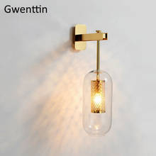 Lámparas Led montadas en pared dorada de cristal para el hogar, Loft, dormitorio, decoración de baño, luces de espejo, accesorio de iluminación al aire libre, Luminarias AC 2024 - compra barato