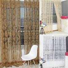Cortina de tul con estampado de flores para sala de estar, cortina de estilo europeo para ventana de dormitorio, 100cm x 200cm, 1 unidad 2024 - compra barato