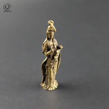 Pure Copper Solid Mini Guanyin Buddha Handmade Keychains Pendants Hanging Jewelry Lucky Blessing Brass Car Keyrings Accessories 2024 - buy cheap