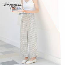 Hirsionsan calça moletom feminino xadrez, calça de moletom casual de algodão com bolsos, perna larga de cintura alta para outono e verão 2024 - compre barato