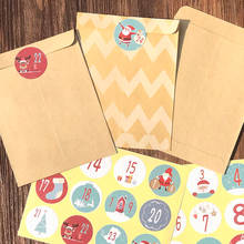 Bolsas de papel Kraft con pegatina de número de Feliz Navidad, bolsa de regalo a rayas, 24 Uds., para regalo de Navidad, suministros de regalo, nuevo 2024 - compra barato