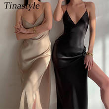 Tinastyle-vestido de verão feminino, elegante, decote em v, sensual, feminino, alça, costas nuas, decote alto, slit, festa em clube, vestidos longos, vestido de praia casual 2024 - compre barato