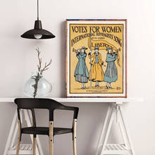 Votes para mulheres pintura vintage de telas impressões de lona presente para mulheres quarto decoração de arte de parede folha feminina poster de música 2024 - compre barato