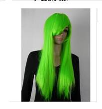 Suyushun1483 ** + + хит продаж Новые модные длинные зеленые косая челка прямые женские волосы парики 2024 - купить недорого