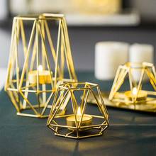 3D Candlestick Geometric Vintage Iron Wire Luxury Romantic Home Decoration Ornaments Table Living Room Home Decor gifts 2024 - buy cheap