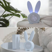Cute Bunny Ear LED Digital Alarm Clock Electronic USB Sound Control Rabbit Night Lamp Desk Clock Home Decoration 2024 - buy cheap