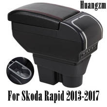 For Skoda Rapid Spaceback Armrest Box + 9 USB Black Leather Center New Storage Box Modification 2024 - buy cheap