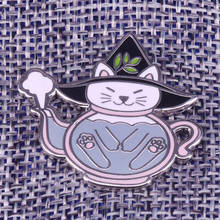 Teapot Cat Enamel Pin witchy kitty brooch cute kitten art jewelry Serve the perfect cup of tea 2024 - buy cheap