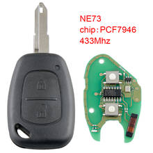 Chave remota para carro 433mhz com 2 botões, com chip id46/7946 e lâmina sem cortes, compatível com movano/kangoo/vivaro renault/tráfego/nissan 2024 - compre barato