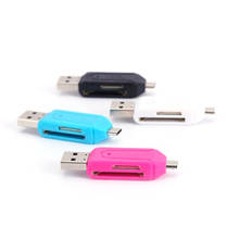 7 cores 2 em 1 usb otg leitor de cartão universal micro usb otg tf/sd leitor de cartão telefone extensão cabeçalhos micro usb otg adaptador 2024 - compre barato