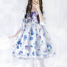 Adorable Vestido de lolita japonés de cuello redondo con lazo y cintura alta, vestido victoriano de princesa de ensueño, lolita gótica, lolita op 2024 - compra barato
