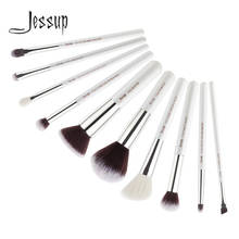 Jessup Beauty 10pcs Goat-Synthetic Hair Makeup Brushes Set Eyeshadow Foundation Powder Concealer Cosmetic Kit  5 colors 2024 - buy cheap
