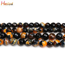 Hesiod Wholesale Natural Stone Yellow Black Faceted Fire Agates Beads Loose Beads 8/10mm for Jewelry Making Bracelet DIY 2024 - buy cheap