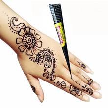 Pintura corporal negra a prueba de agua, pasta de Henna india, tatuaje temporal, cono de crema artística de Hena para plantilla de arte corporal 2024 - compra barato