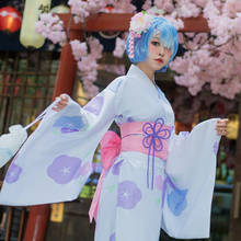 Rem-disfraz de Anime Re Life In a Different, Kimono con lazo Rem, accesorios para la cabeza, uniforme de fiesta, Cosplay 2024 - compra barato