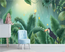 Xuesu personalizado 8d papel de parede 3d foto papel de parede século pintados à mão tropical floresta tropical flor e pássaro fundo mural da parede 2024 - compre barato