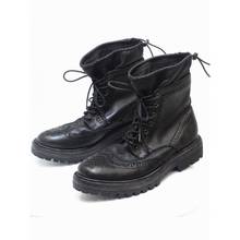 Zapatos Brogues Vintage de lujo para hombre, botines con cordones para motocicleta, botas de nieve de cuero Real, zapatos de trabajo con plataforma negra 2024 - compra barato