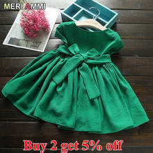 MERI AMMI/детская одежда для девочек красно-зеленые платья с короткими рукавами для От 2 до 11 лет девочек J594 2024 - купить недорого