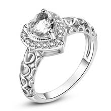 Anéis de zircônia de cristal romântico compromisso amor para mulheres joias para festa de casamento anéis criativo formato de coração cristal joia 2024 - compre barato
