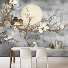 Custom 3D Photo Retro New Chinese Style Hand Painted Moon Flowers Birds Wall Murals Bedroom Living Room Decor Wallpaper Fresco 2024 - buy cheap