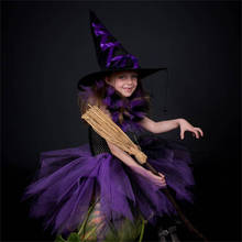 Halloween Witch Wizard Costume For Kid Girls Purple Black Tutu Dress Child Horror Rainbow Top Outfit Fancy Party Tulle Dress 2024 - buy cheap