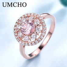 Umcho morganite anéis de pedra preciosa para mulher genuína 925 prata esterlina moda pode birthstone anel romântico presente jóias finas 2024 - compre barato