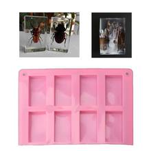 Molde retângulo cuboide de silicone, 8 cavidades, sabão, flor seca, resina, ferramentas diy, molde de cristal, fabricação de sabão, dropshipping 2024 - compre barato