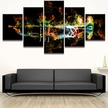 Canvas Wall Art 5 Piece Prints Trumpet Flames Musical Instruments Home Modern Decorative Framed Bedroom Decoration Paintings 2024 - buy cheap