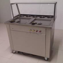 Frete grátis por mar panelas quadradas duplas com 5 tanques de topping de máquina de sorvete frito de rolo com refrigerante r410a 2024 - compre barato