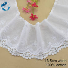 13.5cm wide 100% Cotton embroid lace sewing ribbon guipure trim wedding decoration DIY dolls colthes Accessories lace edge#4013 2024 - buy cheap