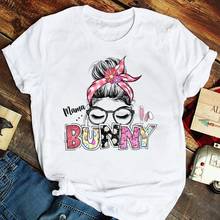 Женская футболка из 100% хлопка, с принтом в виде кролика, с круглым вырезом 2024 - купить недорого