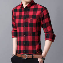 Casual Long Sleeved Shirts Soft Comfortable New Autumn Winter Flannel Red Checkered Shirt Men Shirts Long Sleeve Chemise Homme 2024 - buy cheap