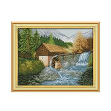 Bridge River (2) Scenery Patterns Cross-stitch Sets Sale Counted Printed Fabric 14CT 11CT DIY Handmade Embroidery Kit Needlework 2024 - buy cheap