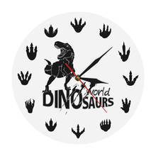 Relógio de parede infantil educacional, decoração de parede para quarto de criança, dinossauros, garras de dragão, trilhos de dinossauro, t-rex, relógio de parede 2024 - compre barato