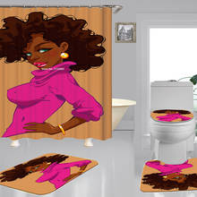 Modern Personality African Woman Digital Print Shower Curtain Bathroom Non-slip Floor Mat Waterproof Shower Curtain 4-piece Set 2024 - buy cheap
