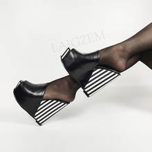 BERZIMER-Zapatos de tacón con cuña para mujer, calzado con plataforma y Punta abierta, de verano, talla grande 39 45 47 50 52 2024 - compra barato