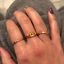 Anel de dedo do olho do mal étnico da proteção da sorte da joia turca simples para o anel de aço inoxidável feminino hamsa bff anillos bague 2024 - compre barato