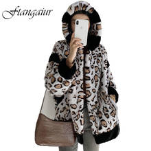 Ftangaiur 2021 Winter Import Velvet Mink Fur Coat With Fur Hood Print Leopard Loss Mink Coats Women Medium Real Mink Fur Coats 2024 - buy cheap