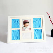 Однотонная белая рамка, детский отпечаток, сувенир для новорожденных, празднование детского юбилея, милая синяя глина, декор для детской комнаты 2024 - купить недорого