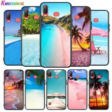 Funda de teléfono de color negro brillante para Samsung Galaxy, carcasa de playa con puesta de sol en el mar para Samsung Galaxy A9 A8 Star A750 A7 A6 A5 A3 Plus 2018 2017 2016 2024 - compra barato