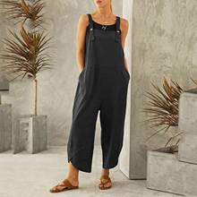 Women Elegant Solid Sleeveless Long Jumpsuit Ladies Romper Casual Loose Overalls Fashion Pocket Straight Leg Workwear #T2G 2024 - buy cheap