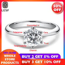 LESF-anillo de compromiso de plata 925 con diamantes de moissanita de 2 quilates, anillo clásico redondo, regalo de boda para mujer 2024 - compra barato