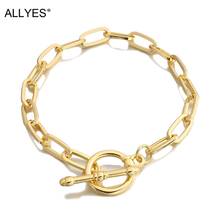 ALLYES-pulsera de cadena de eslabones de Color dorado para mujer, brazalete minimalista de Hip Hop, joyería para fiesta y Club nocturno 2024 - compra barato