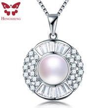 HENGSHENG High Quality 100% Genuine Natural Freshwater Pearl Necklace 925 Sterling Silver Zircon Pendant Jewelry For Women 2024 - buy cheap