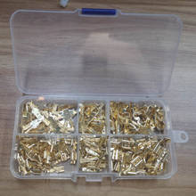 240 pces ouro fio elétrico crimp terminal conector masculino fêmea spade sortido 2.8mm/4.8mm/6.3mm kit conector elétrico 2024 - compre barato