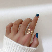 SRCOI Двухслойное золотистое/серебристое металлическое Открытое кольцо на палец, 2020, корейское модное простое геометрическое кольцо, женские вечерние ювелирные изделия 2024 - купить недорого