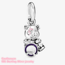 Autumn 100% 925 Sterling Silver Theodore Bear Punk Band Dangle Charm beads Fits Original Pandora bracelets Jewelry Making 2024 - buy cheap