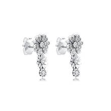 Sparkling Daisy Flower Trio Stud Earrings Elegant Jewelry Making 925 Original Silver Fashion Earring Studs 2024 - buy cheap