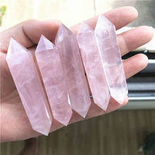 Rosa quartzo duplo varinha pontos pedras naturais e minerais cristais cura reiki decoração para casa 2024 - compre barato
